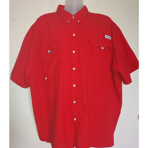Columbia Men's PFG Fishing Shirt 4X Short Sleeve Outdoor Buttons Red (Bahama)